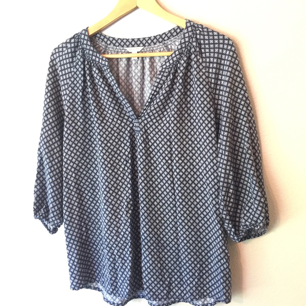 Sonoma Rayon Blouse Navy and White